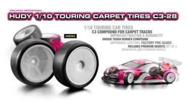 HUDY 1/10 TOURING CARPET TIRES C3-28 (4) HUDY 803053